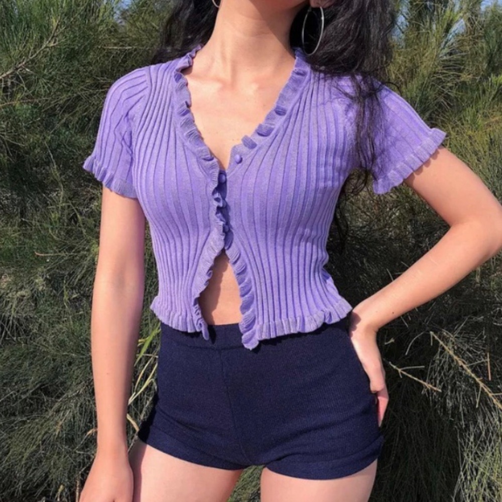 Ribbed purple crop top similar to unif bam top